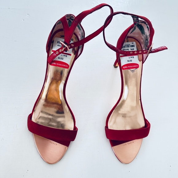 Ted Baker Ulanis Red Suede High Heel Sandals Shoes UK 8.5 EU 41.5 US 11 - Picture 8 of 8
